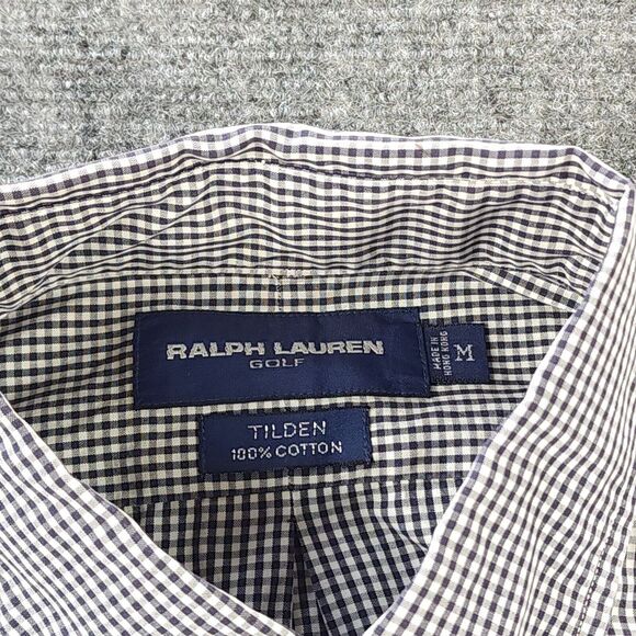 Ralph Lauren Tilden Shirt Medium Golf Vintage Blue Gingham Check Long Sleeve - Picture 6 of 10
